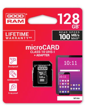 KARTA PAMIĘCI microSD GOODRAM UHS1 CL10 128GB + ADAPTER 100MB