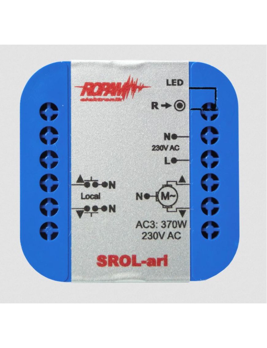 ROPAM SROL-ari bezprzewodowy, douszkowy sterownik rolety 230VAC, amperometryka, status rolety w aplikacji i panelu dotykowym (-I