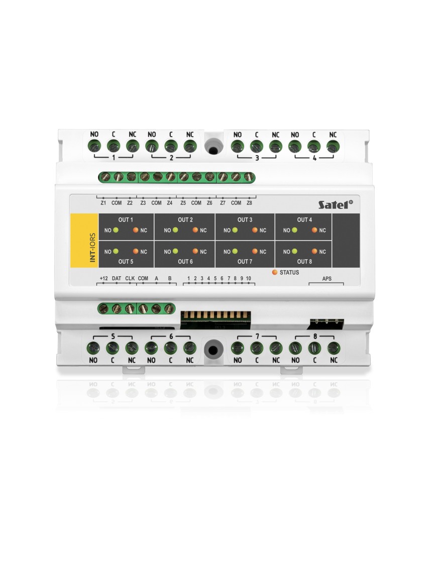 SATEL INT-IORS - Ekspander 8 wejść i 8 wyjść przekaźnikowych (obudowa plastikowa - modułowa)