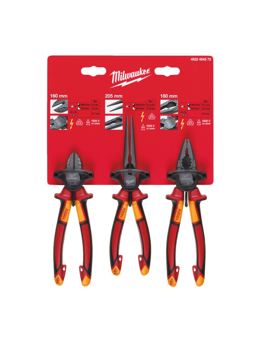 MILWAUKEE 3-częściowy zestaw szczypiec VDE 4932464575