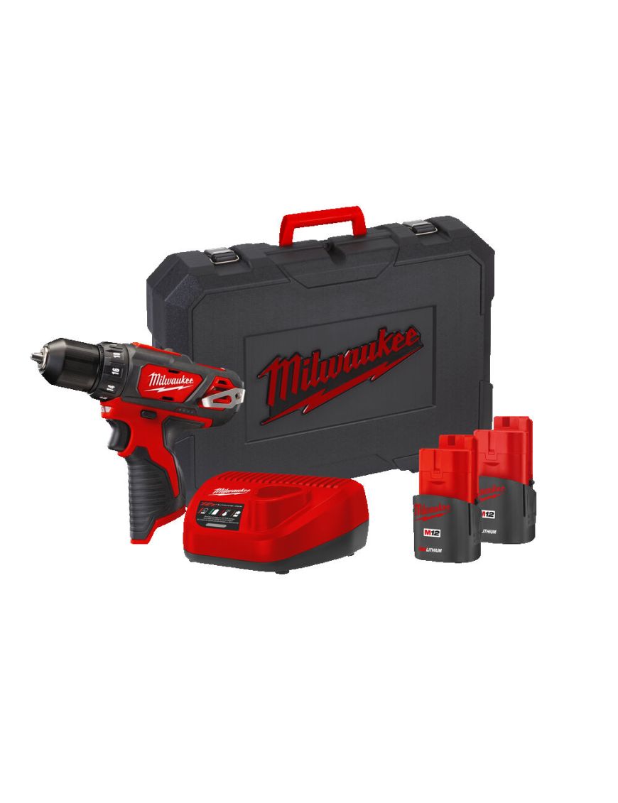 MILWAUKEE M12BDD-202C - Zestaw wiertarko-wkrętarka w walizce z akcesoriami 4933441915