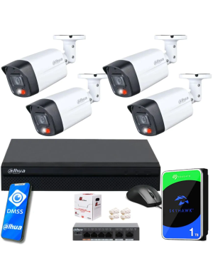 Zestaw monitoringu IP Dahua Basic NVR 4 kamery tubowe 4MPx