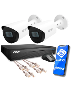 Zestaw do monitoringu IP 2 kamer EZ-IP by Dahua do biura domu sklepu magazynu