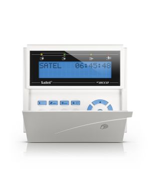 SATEL ACCO-KLCDR-BW - Manipulator LCD z czytnikiem kart zbliżeniowych, niebieskie podświetlenie, biała obudowa