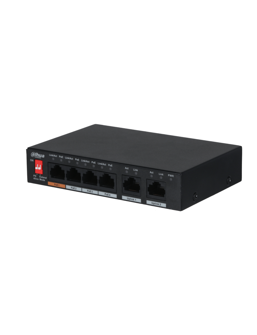 DAHUA PFS3006-4ET-60 - Switch PoE 6-portowy, 4xPoE + 2xUPLINK