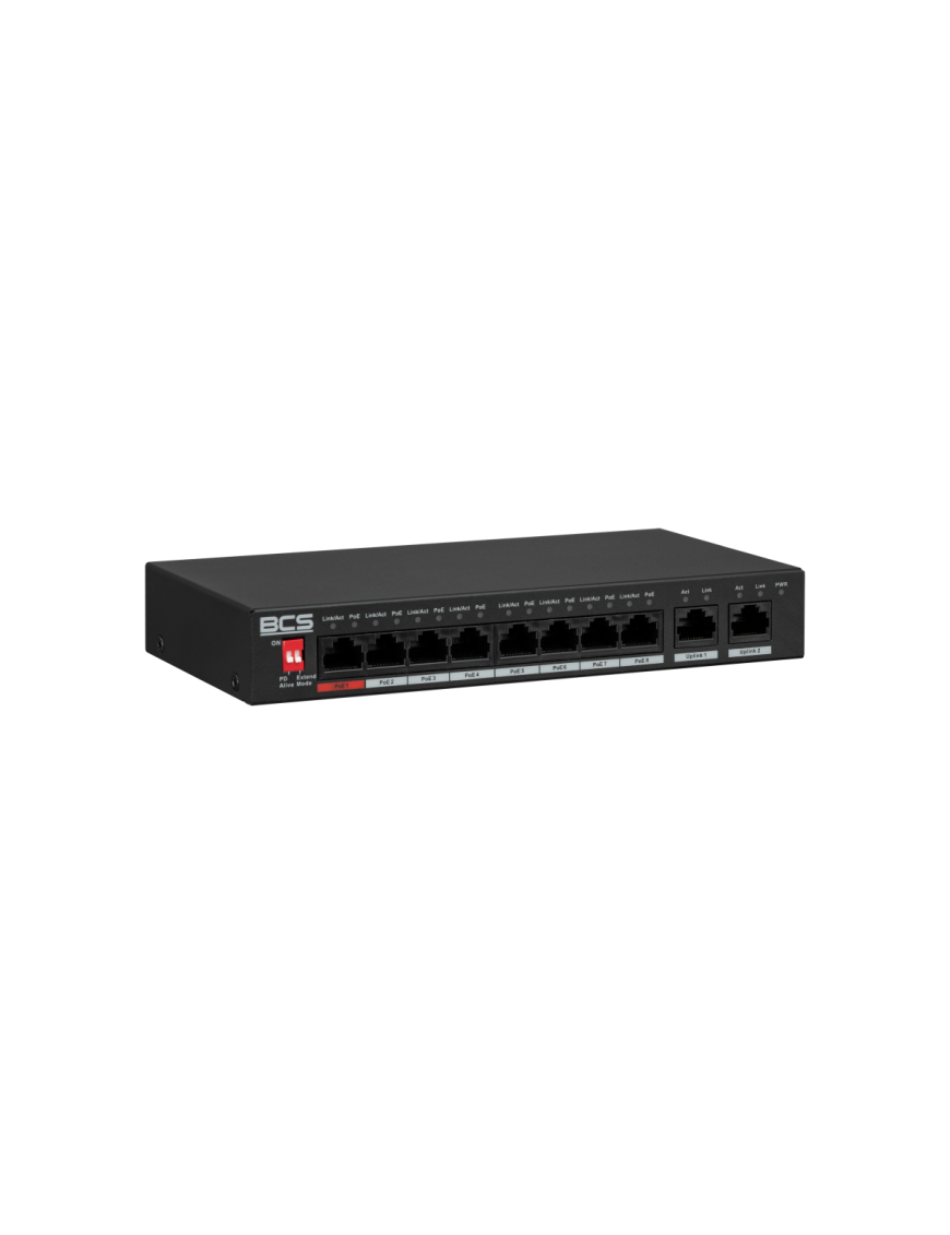 BCS-L-SP0802G(2) - Switch 10-portowy PoE,8 x PoE 100Mbps, 2x RJ-45 Gigabitowe