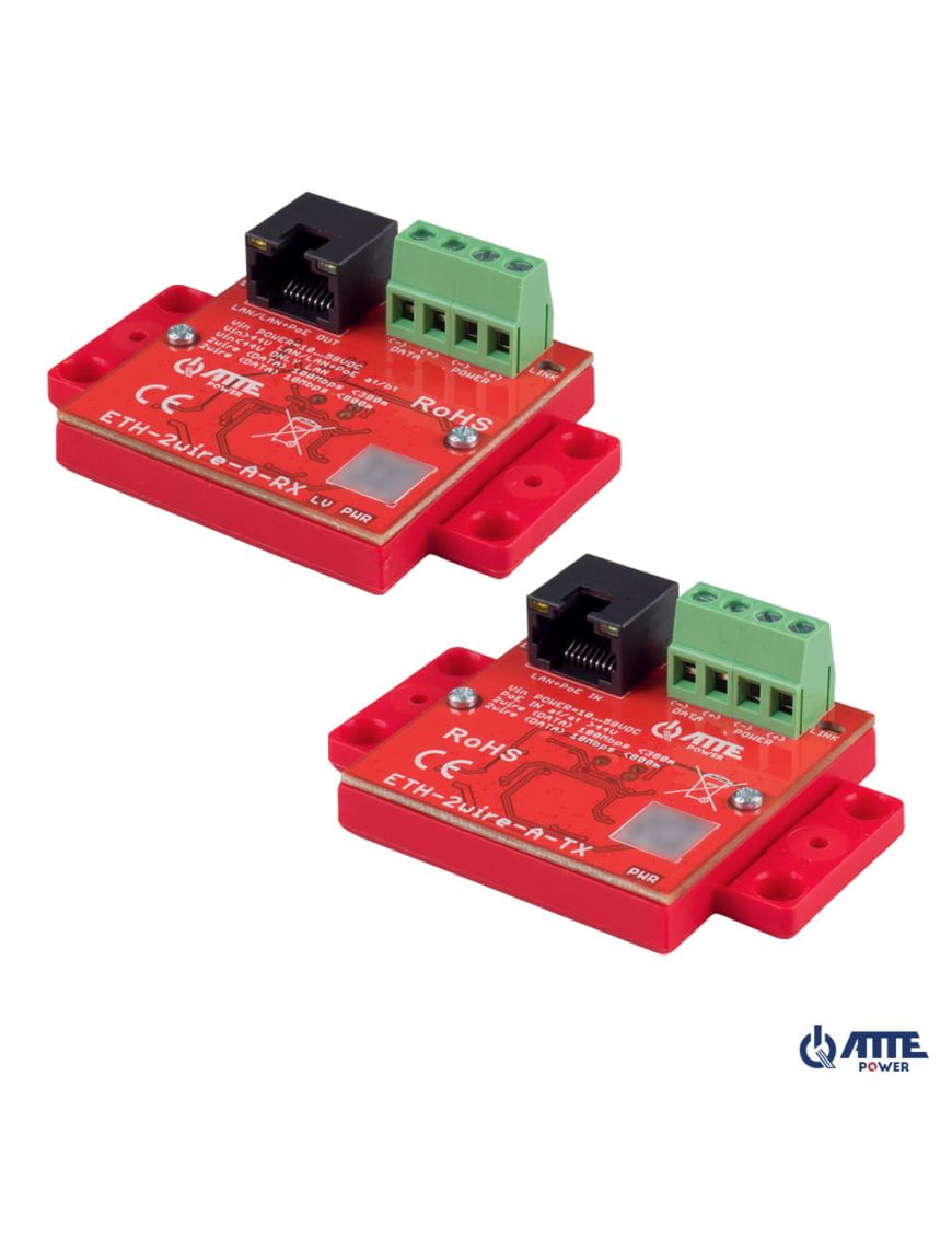 ATTE ETH-2wire-A-SET - Zestaw do transmisji LAN 10/100Mbps + PoE po 2 żyłach