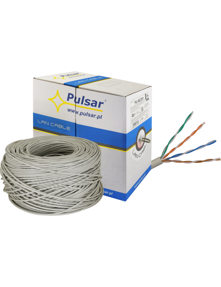 PULSAR PU-NC201 - Skrętka komputerowa U/UTP, cat 5e, 24AWG, Cu, Eca, 305m (wewnętrzna)