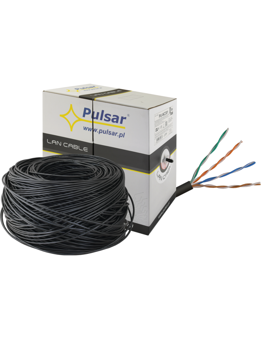 PULSAR PU-NC301 - Skrętka komputerowa U/UTP, cat 5e, 24AWG, Cu, Fca, 305m (zewnętrzna)