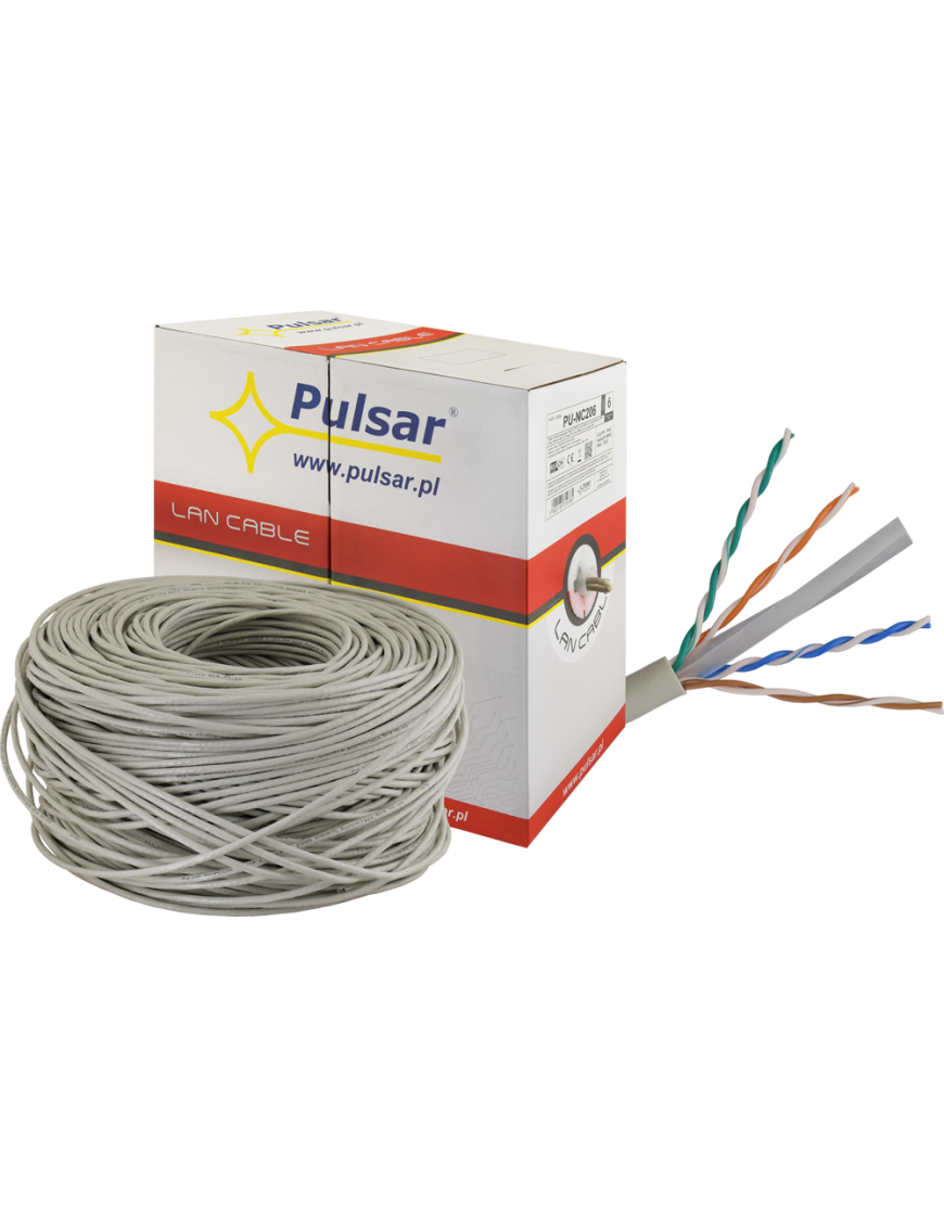 PULSAR PU-NC206 - Skrętka komputerowa, U/UTP, cat 6, 23AWG, Cu, Eca, 305m (wewnętrzna)