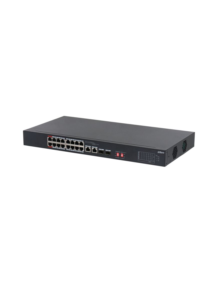 DAHUA S3218-16ET-135 - Switch 18-portowy, 16x PoE 100Mbps, 2x porty combo 1Gbps