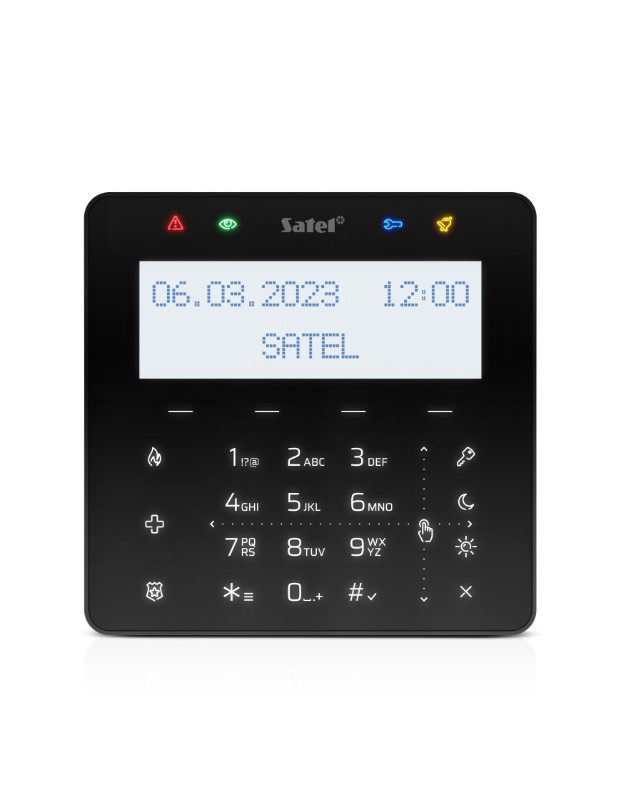 SATEL INT-KSG2R-B - Manipulator z klawiaturą dotykową (czarny, wbudowany czytnik kart zbliżeniowych MIFARE)