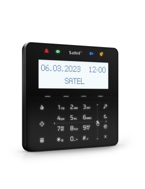 SATEL INT-KSG2R-B - Manipulator z klawiaturą dotykową (czarny, wbudowany czytnik kart zbliżeniowych MIFARE)