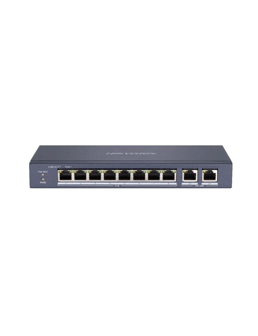 HIKVISION DS-3E0310P-E/M - Switch L2, niezarządzalny, 8 x port PoE, 2 x port gigabit, max PoE 30W