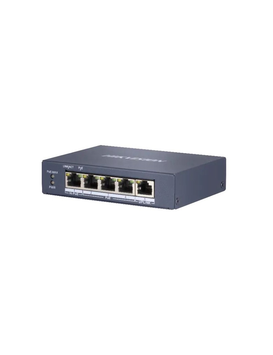 HIKVISION DS-3E0505HP-E - Switch L2, niezarządzalny, 1x HiPoE, 3 x port PoE, 1 x gigabit RJ45, max PoE 60W