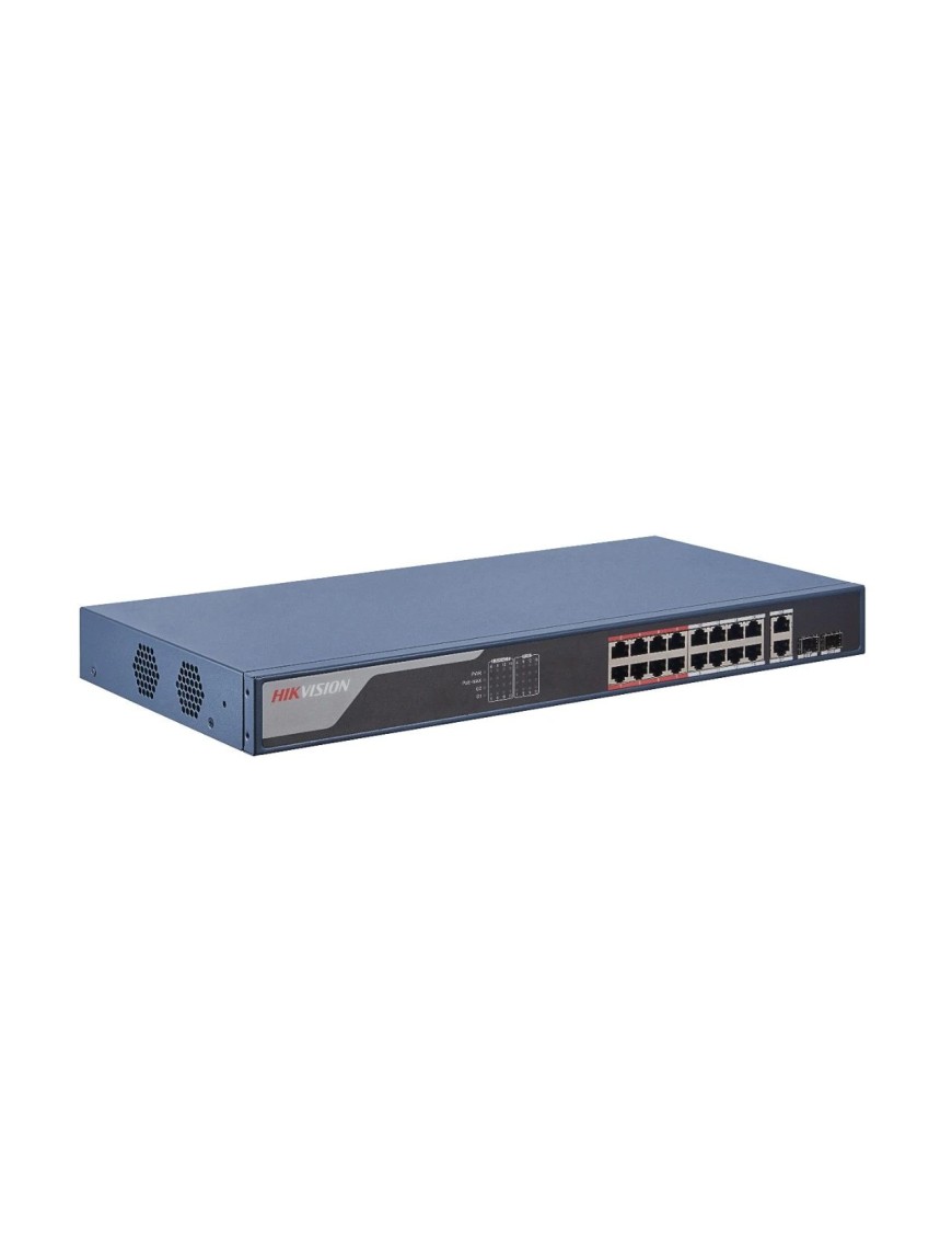 HIKVISION DS-3E1318P-EI - Zarządzalny switch 16 x PoE 100Mbit 802.3 af/at, 2 x Uplink 1Gbps COMBO RJ45/SFP, 16x LongRange, budże