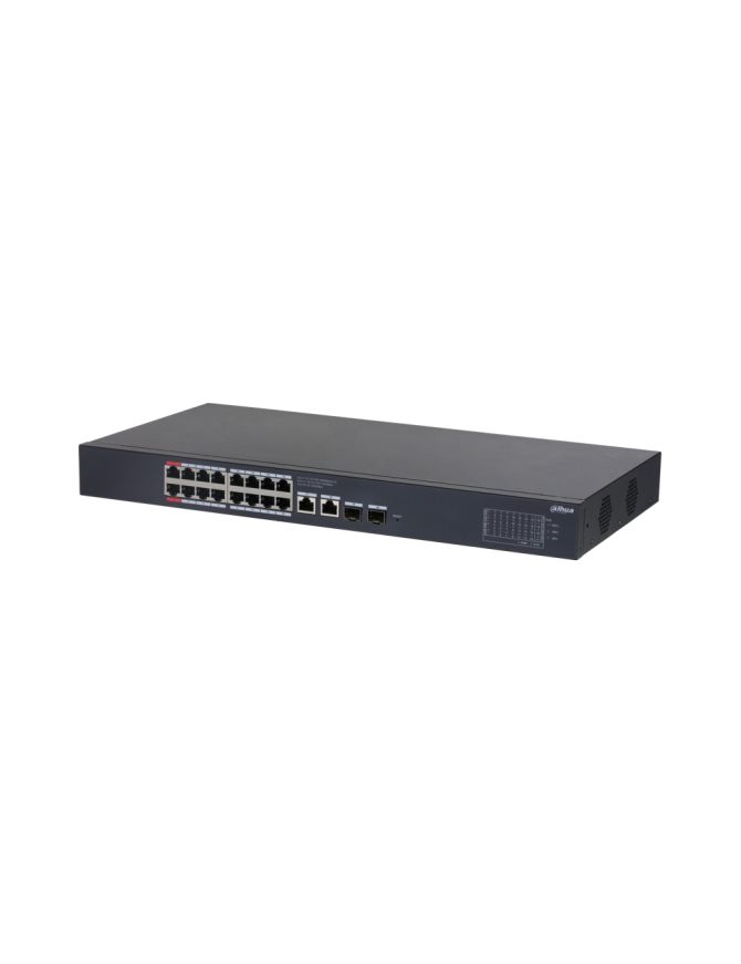 DAHUA CS4220-16GT-135 - Switch 20-portowy zarządzany z chmury, 2x PoE 90W, 14x PoE 30W, 2x RJ45 1000Mbps, 2x SFP 1000Mbps
