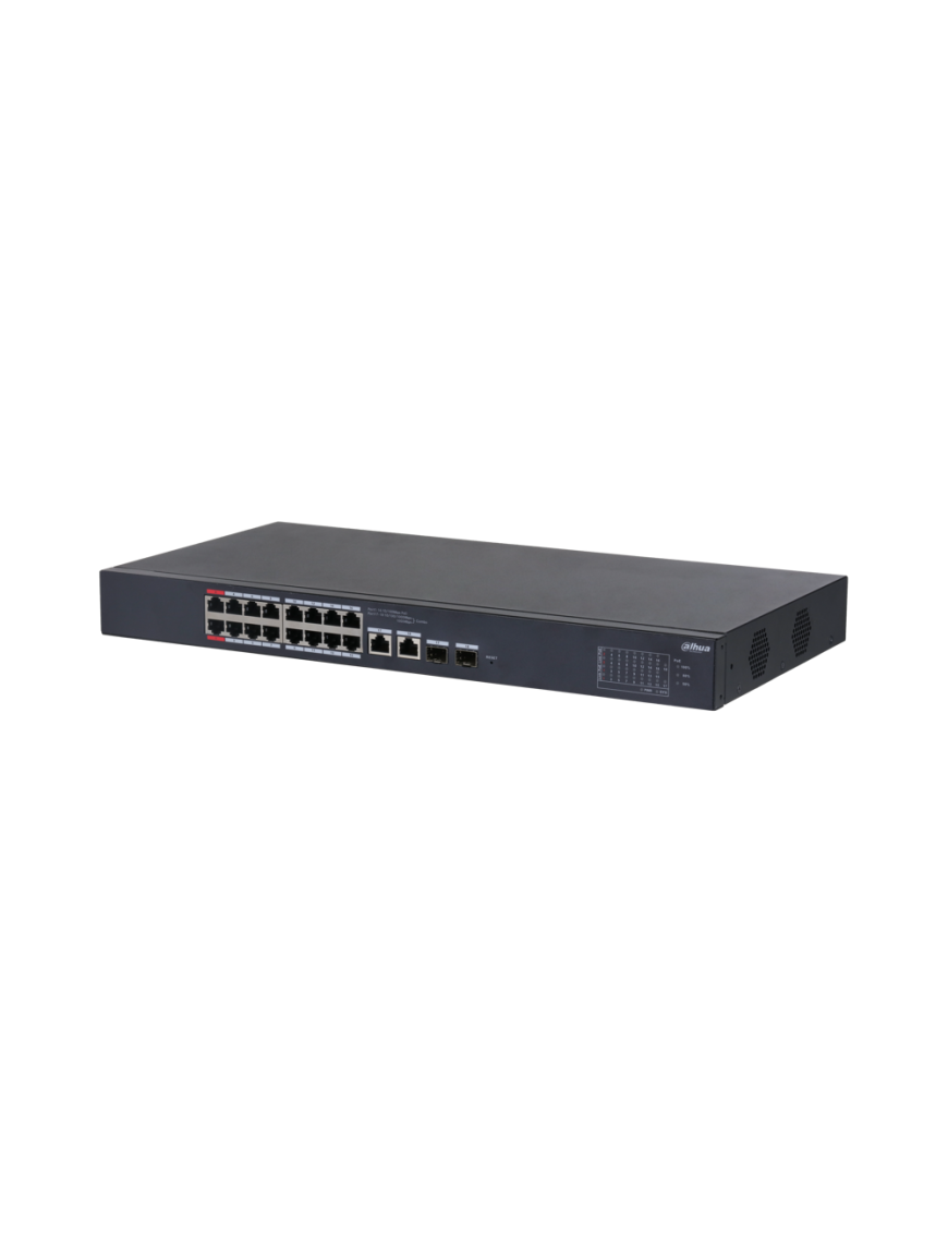 DAHUA CS4218-16ET-135 - Switch 18-portowy, zarządzalny z chmury, 16x port PoE 100Mbps, 2x combo(SFP/RJ-45) port 1000 Mbps