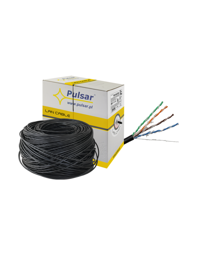 PULSAR PU-NC302 - Skrętka komputerowa, U/UTP, PE, żelowana, cat 5e, 24AWG, Cu, Fca, 305m, (zewnętrzna)