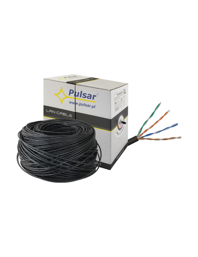 PULSAR PU-NC301 - Skrętka komputerowa U/UTP, cat 5e, 24AWG, Cu, Fca, 305m (zewnętrzna)