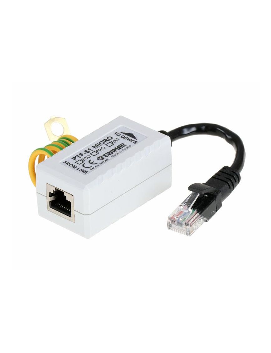 Miniaturowy ogranicznik przepięć do ochrony sieci LAN, EWIMAR PTF-51-ECO/PoE/Micro