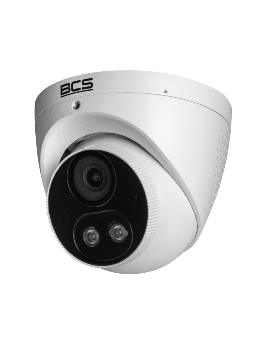 BCS-P-EIP25FSR3L2-AI2 - Kamera IP kopułowa, NightColor, NDAA, 5MP, 2.8mm, IR, białe światło, zew. IP67