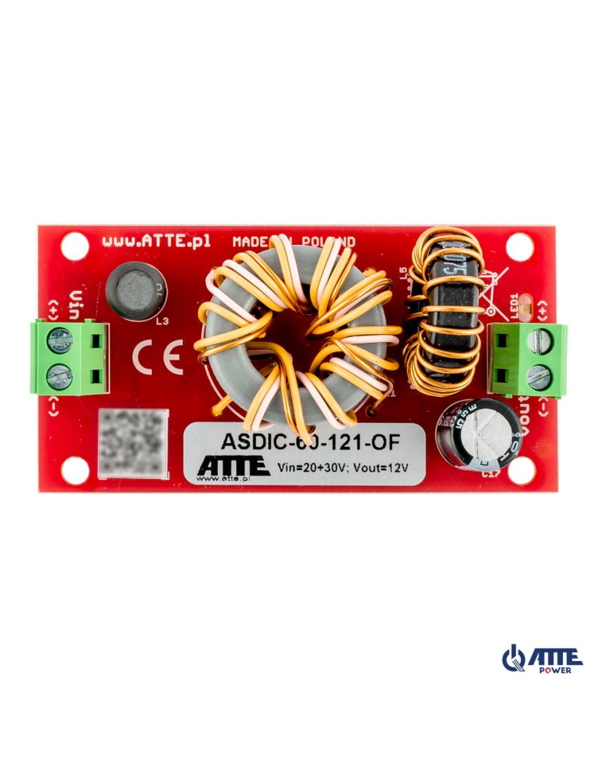 ATTE ASDIC-60-121-OF - Izolowana przetwornica DC/DC obniżająca napięcie do 12V