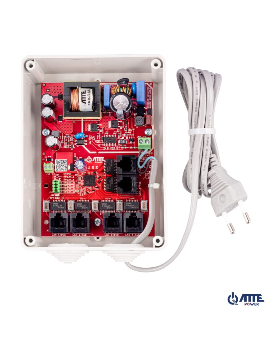 ATTE IPB-5-10A-S4 - Zestaw do 5 kamer IP switch PoE 5P+1UP