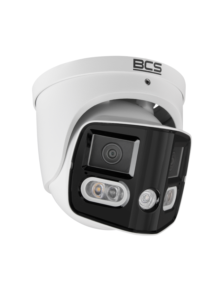 BCS-L-PEIP2X4FCR2L2-Ai1 - Kamera IP kopułowa, 8MP, 2x2.8mm, IR, biale swiatlo, zew. IP67