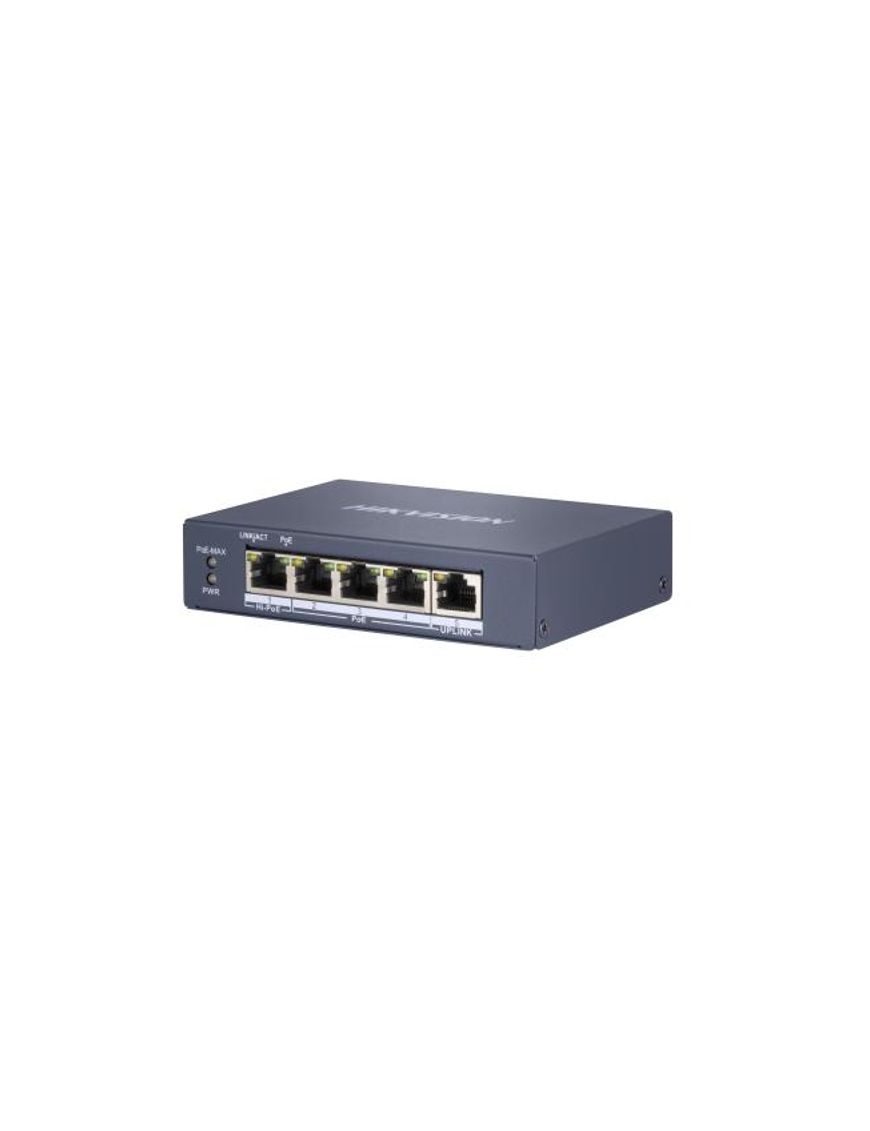 HIKVISION DS-3E0505HP-E - Switch L2, niezarządzalny, 1x HiPoE, 3 x port PoE, 1 x gigabit RJ45, max PoE 60W
