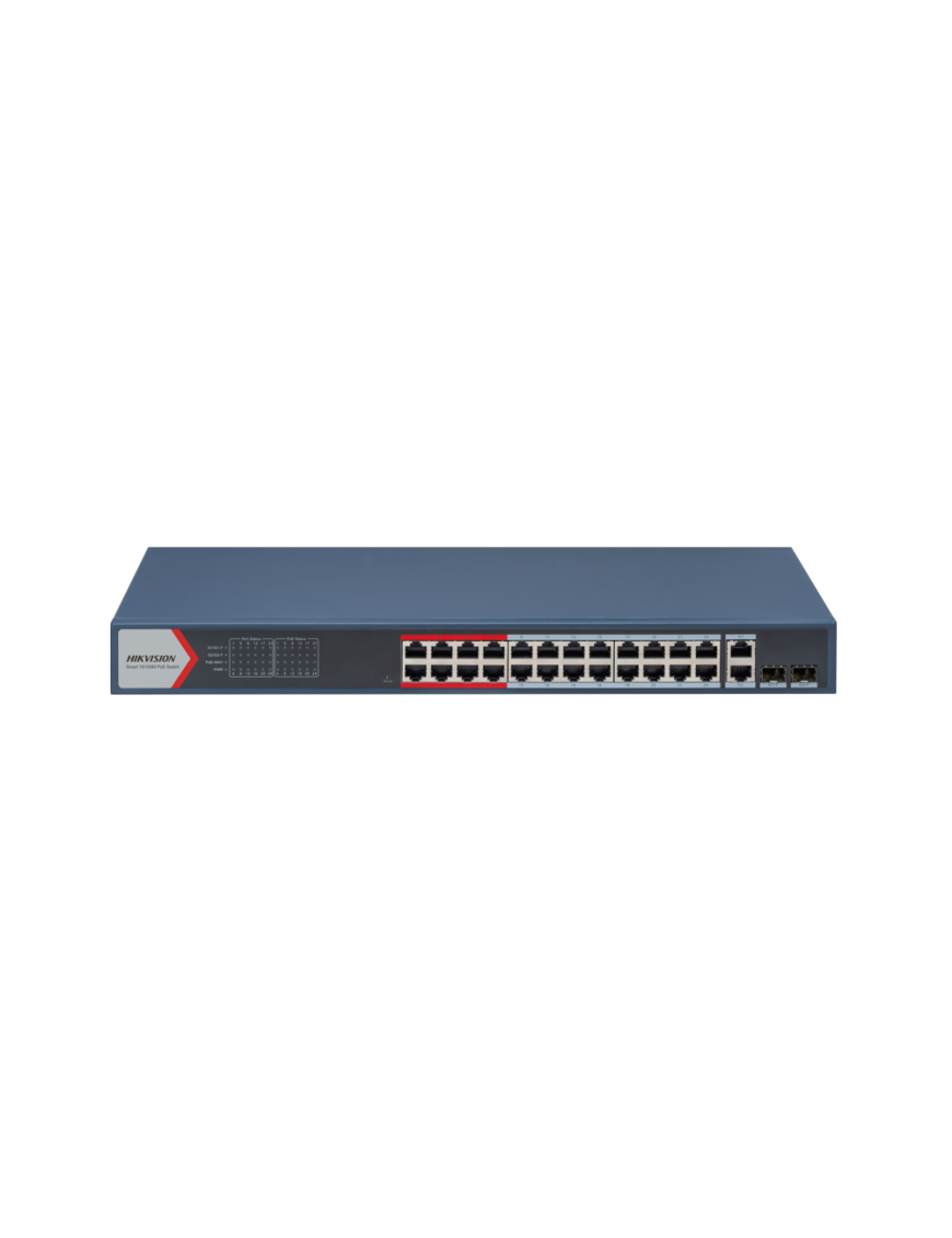 HIKVISION DS-3E1326P-EI - Zarządzalny switch 24 x PoE 100Mbit 802.3 af/at, 2 x Uplink 1Gbps COMBO RJ45/SFP, 24x LongRange
