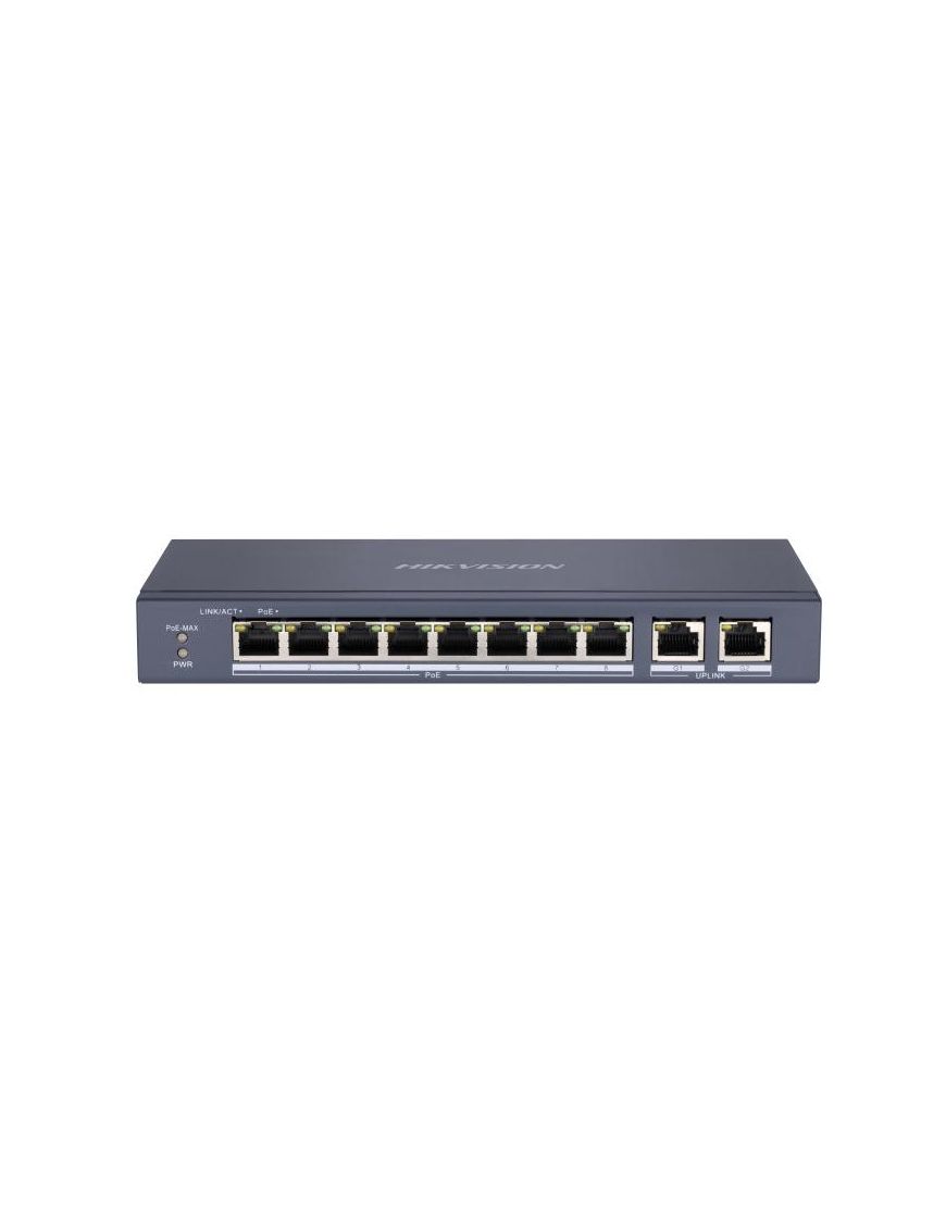 HIKVISION DS-3E0310P-E/M - Switch L2, niezarządzalny, 8 x port PoE, 2 x port gigabit, max PoE 30W