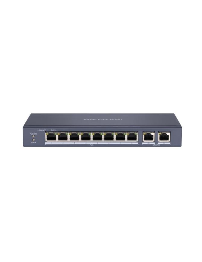 HIKVISION DS-3E0310P-E/M - Switch L2, niezarządzalny, 8 x port PoE, 2 x port gigabit, max PoE 30W