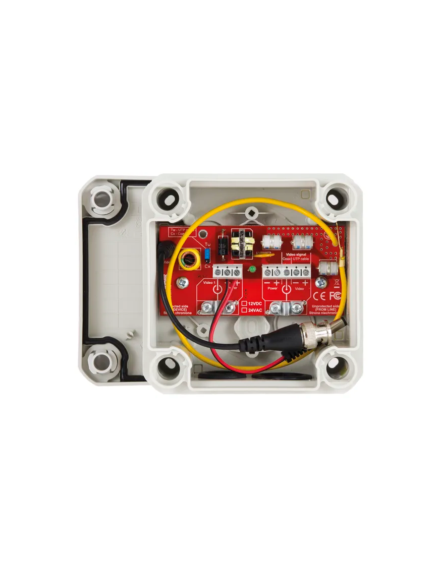 EWIMAR BOX HD-1-EXT/12VDC - Ochronniki AHD, CVI, TVI w zewnętrznej obudowie do ochrony wideo oraz zasilania 12VDC