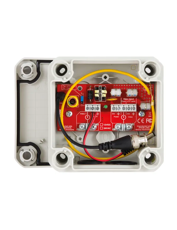 EWIMAR BOX HD-1-EXT/12VDC - Ochronniki AHD, CVI, TVI w zewnętrznej obudowie do ochrony wideo oraz zasilania 12VDC