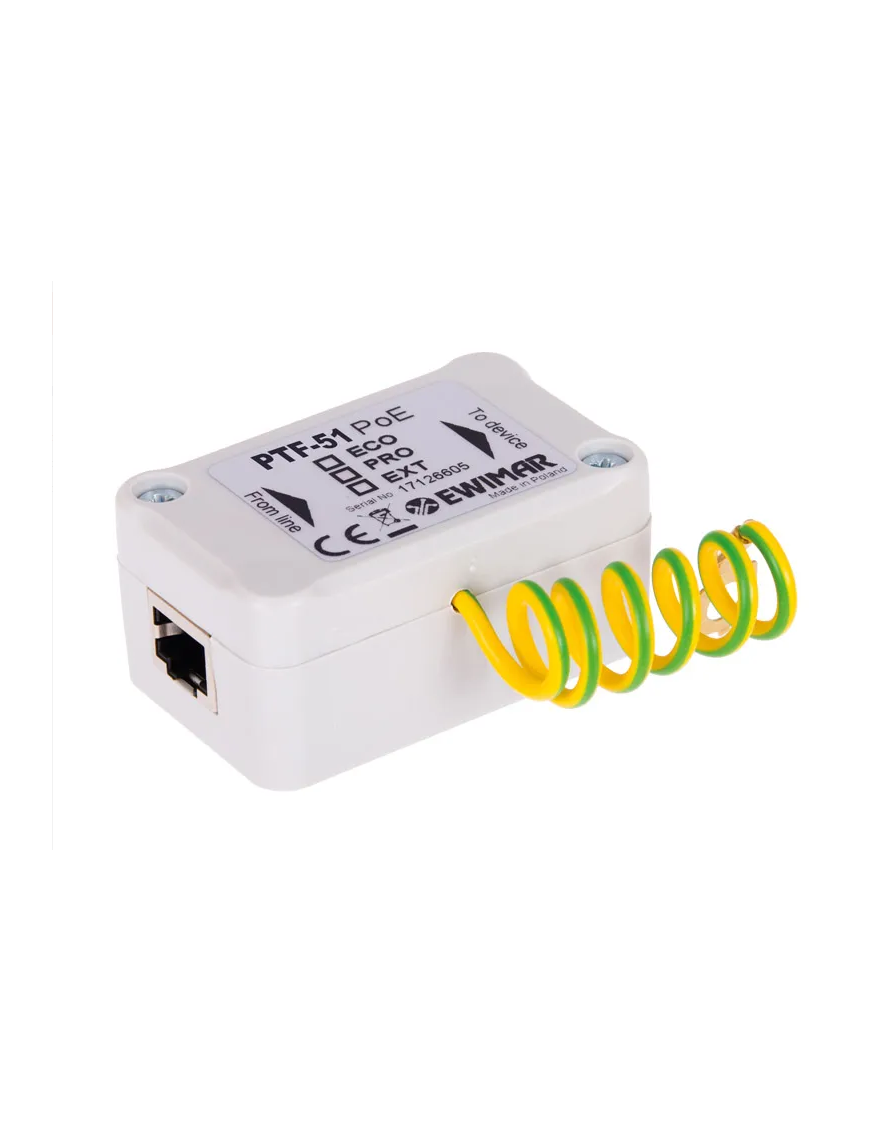 EWIMAR PTF-51-ECO/PoE - 1-kanałowe zabezpieczenie przeciwprzepięciowe serii ECO