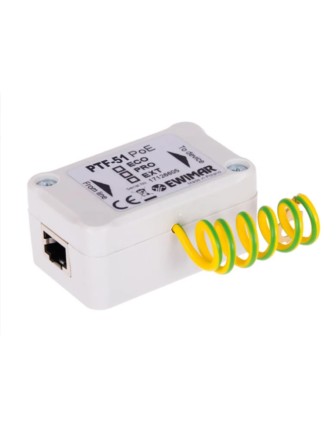 EWIMAR PTF-51-ECO/PoE - 1-kanałowe zabezpieczenie przeciwprzepięciowe serii ECO