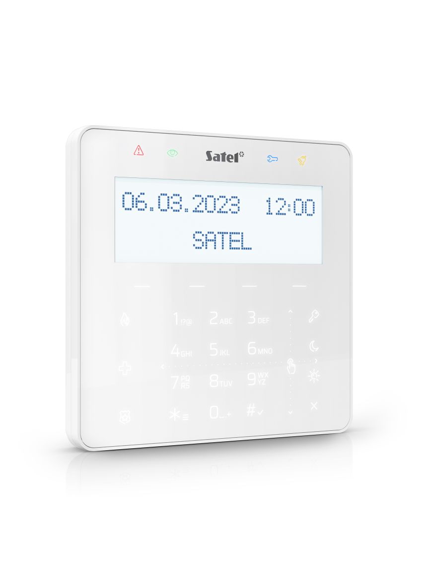 SATEL INT-KSG2R-W - Manipulator z klawiaturą dotykową (biały, wbudowany czytnik kart zbliżeniowych MIFARE - do przyszłych zastos