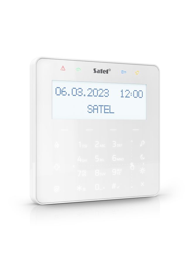 SATEL INT-KSG2R-W - Manipulator z klawiaturą dotykową (biały, wbudowany czytnik kart zbliżeniowych MIFARE - do przyszłych zastos