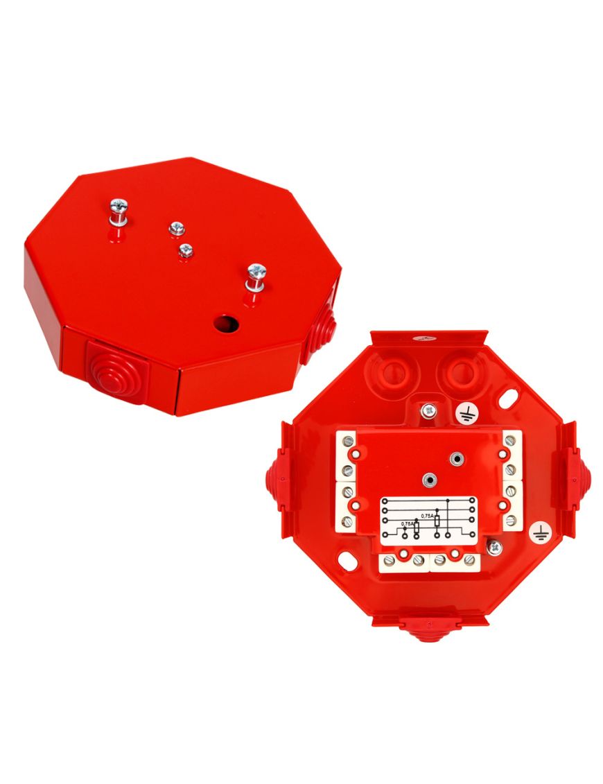 W2 PIP-3AN / 0,75A - Puszka instalacyjna przeciwpożarowa ośmiokątna z bezpiecznikiem 0,75