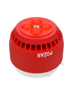W2 Sygnalizator SAO-P8/CC - Sygnalizator akustyczno-optyczny 3, 6, 9, 12 metrów, czerwona obudowa, czerwone światło