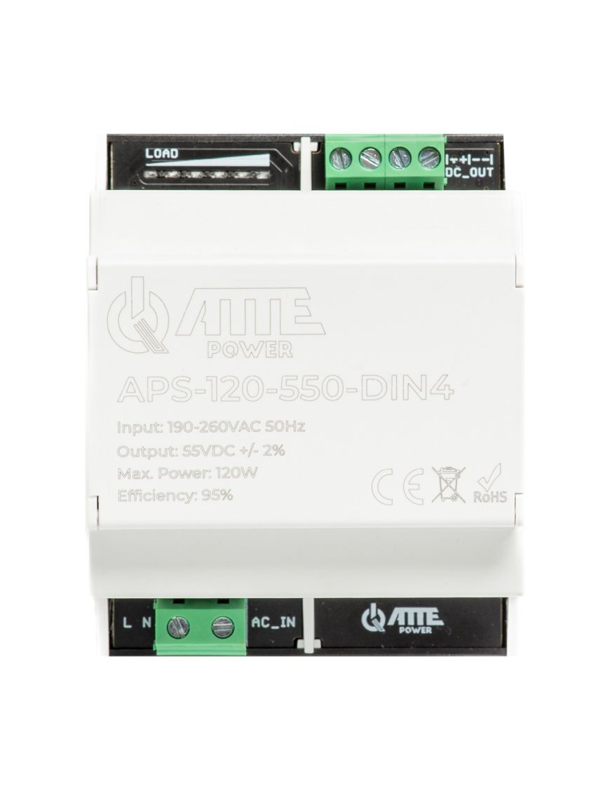 ATTE APS-120-550-DIN4 - Zasilacz impulsowy 55V 120W w obudowie DIN4