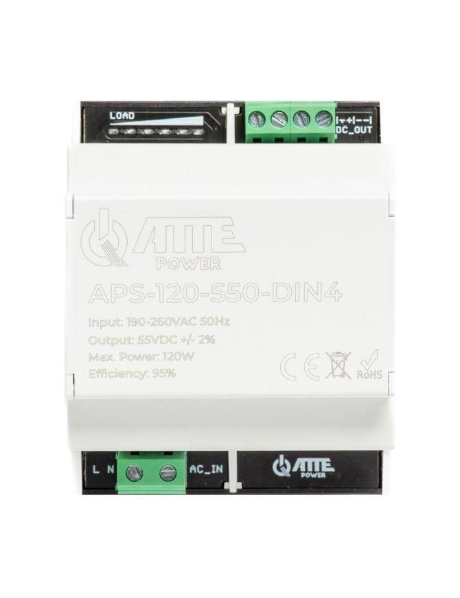 ATTE APS-120-550-DIN4 - Zasilacz impulsowy 55V 120W w obudowie DIN4