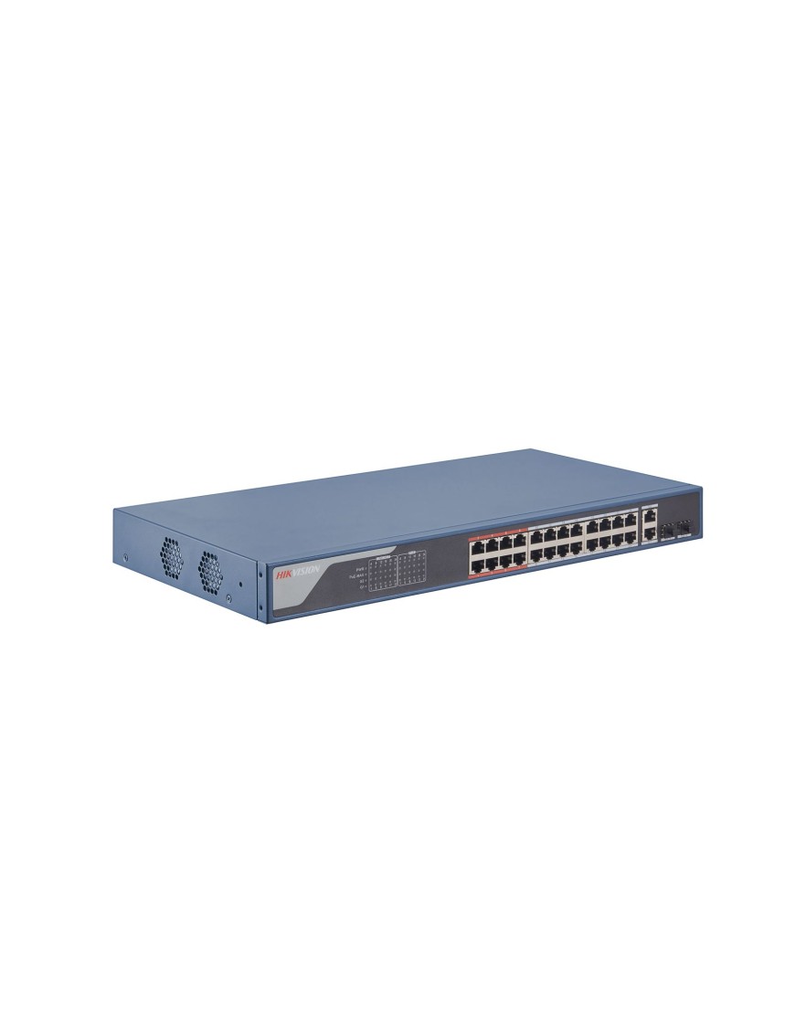 HIKVISION DS-3E1326P-EI - Zarządzalny switch 24 x PoE 100Mbit 802.3 af/at, 2 x Uplink 1Gbps COMBO RJ45/SFP, 24x LongRange