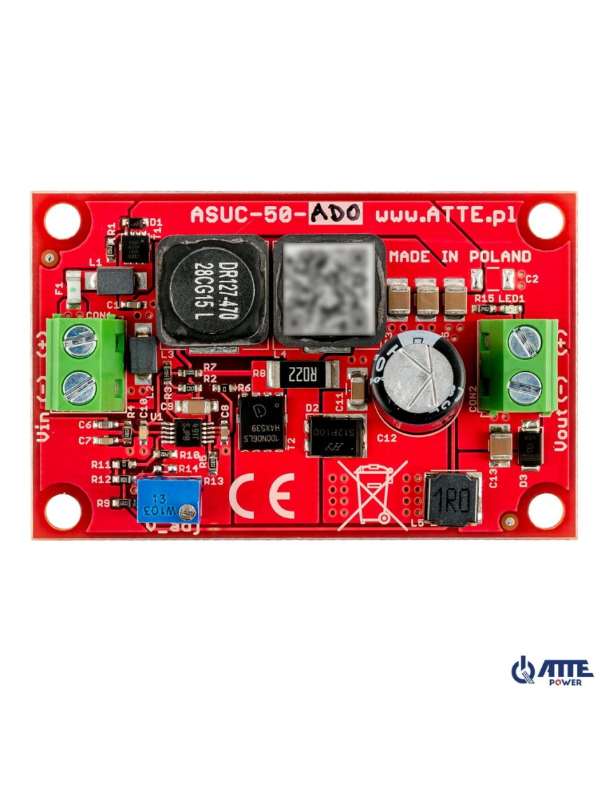 ATTE ASUC-50-AD0-OF - Przetwornica DC/DC podnosząca napięcie z regulacją 12...48V