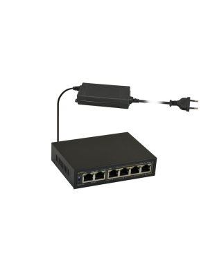 PULSAR S64 - Switch PoE 6-portowy do 4 kamer IP, 4xPoE + 2xUPLINK, zasilacz 48VDC / 15,4W/port