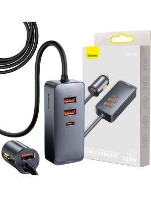 ŁADOWARKA SAMOCHODOWA NA PRZEWODZIE Baseus Share Together 120W 3A 3x USB-A 1x USB-C PD 20W QC 3.0