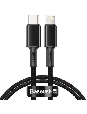 KABEL USB-C - Lightning / iPhone Baseus Cafule CATLGD-01 1m 20W PD Quick Charging CZARNY W OPLOCIE