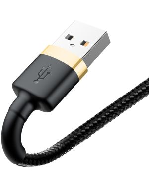 KABEL USB-A - Lightning / iPhone Baseus Cafule CALKLF-BV1 100cm Apple 2.4A CZARNO-ZŁOTY W OPLOCIE