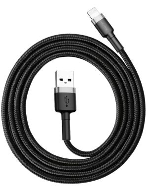 KABEL USB-A - Lightning / iPhone Baseus Cafule CALKLF-BG1 100cm Apple 2.4A CZARNO-SZARY W OPLOCIE